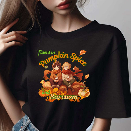 Fluent in Pumpkin Spice and Sarcasm - Fall Autumn Halloween T-Shirt