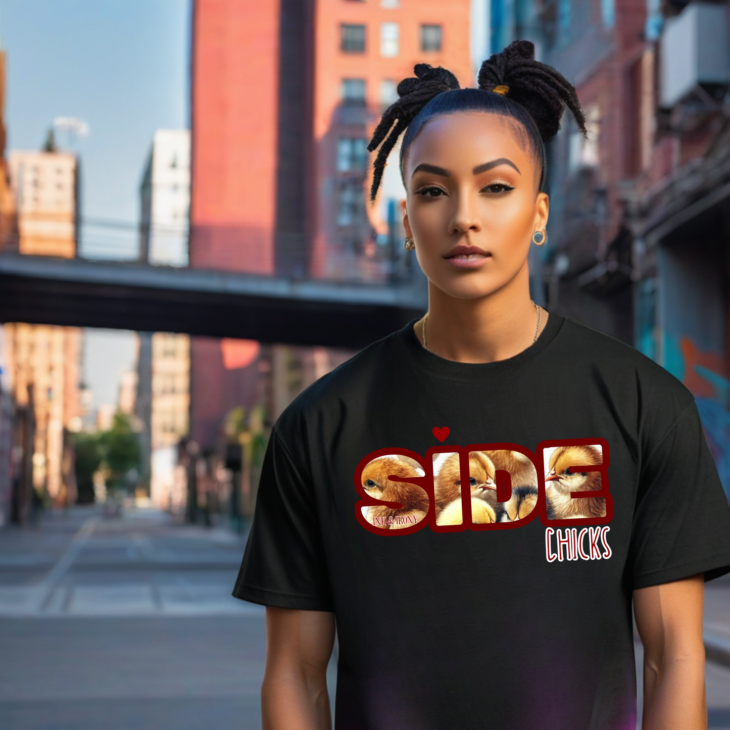 Heart Main and Side Chicks T-Shirts (Sold Separately)