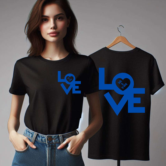 Love in Blue on Front and Back T-Shirt