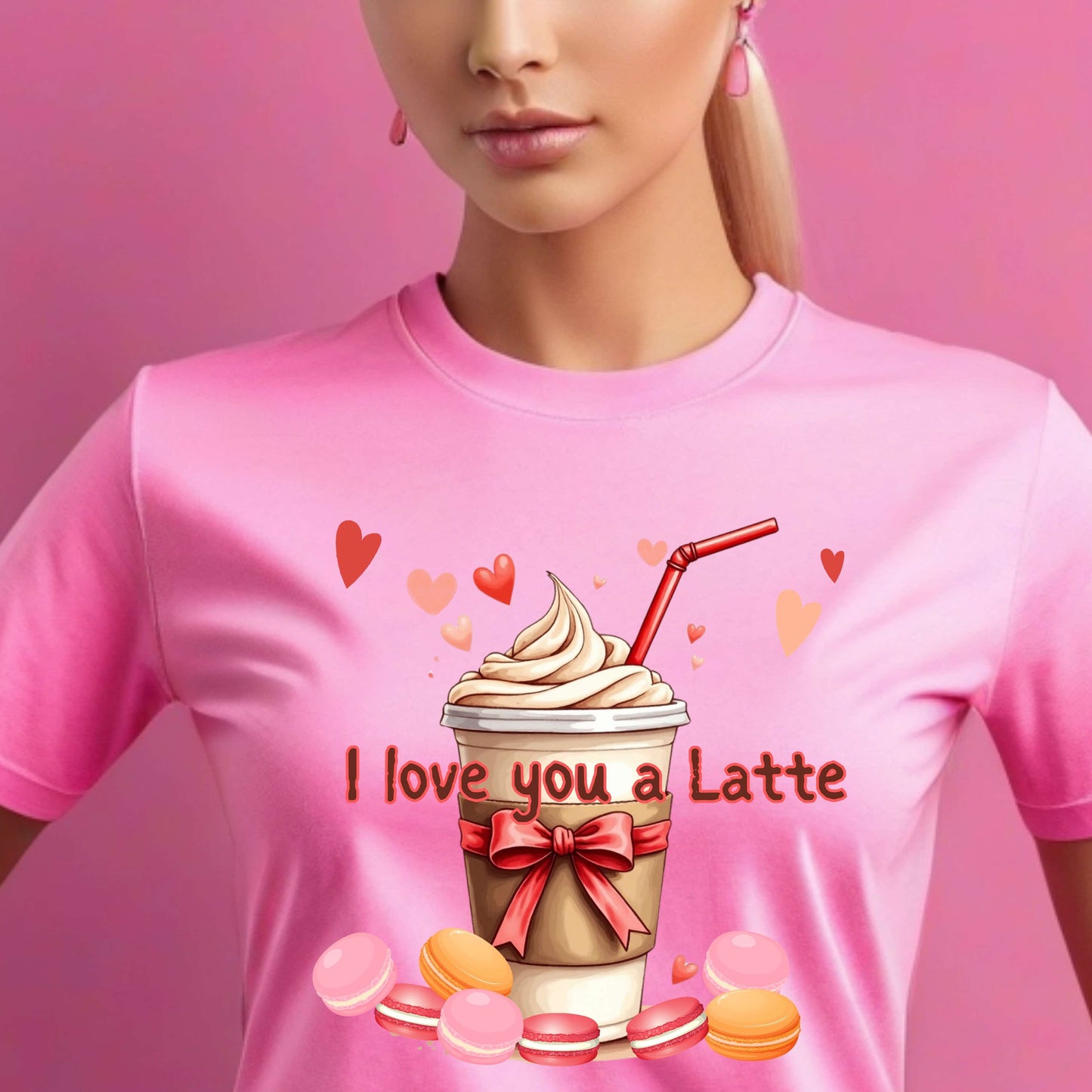 Camiseta "Te amo, café con leche y macarrones"