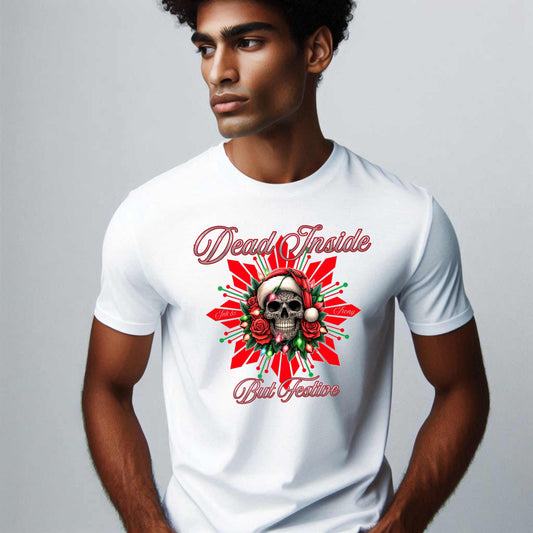 Dead Inside But Festive Tattooed Skull T-Shirt