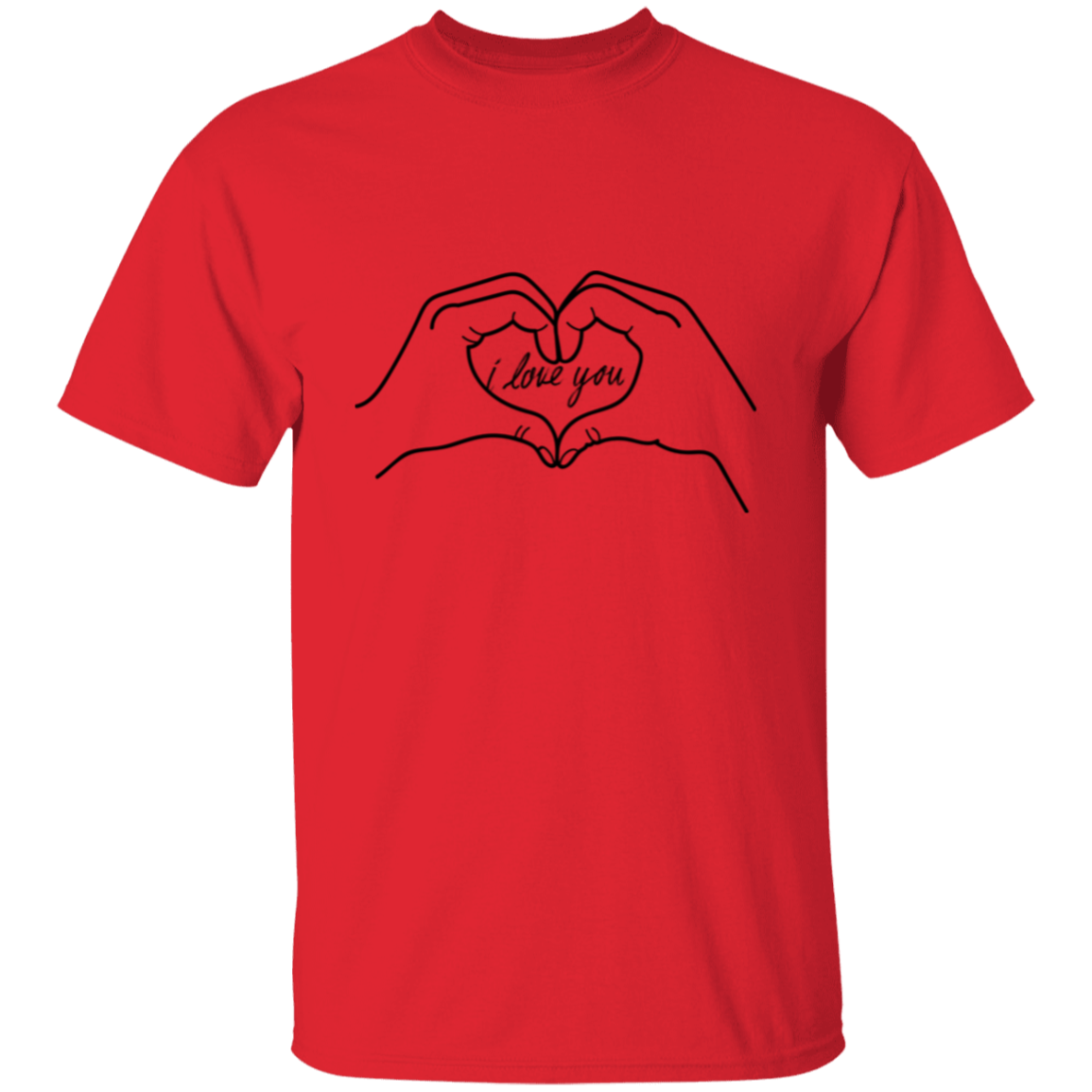 Camiseta con manos en forma de corazón que te amo