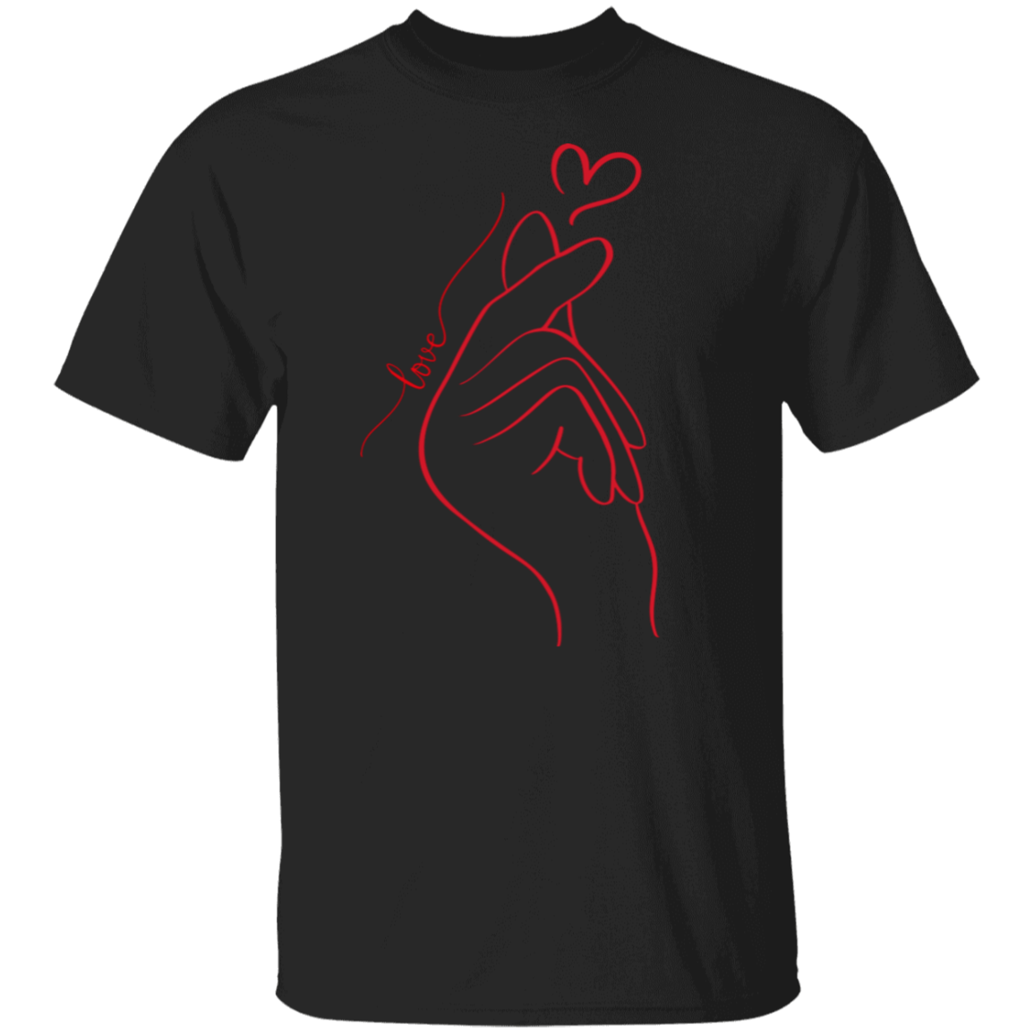 Camiseta con corazón y dedo enamorado