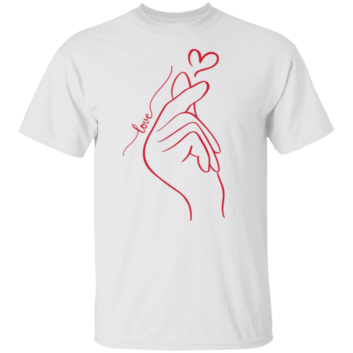 Camiseta con corazón y dedo enamorado