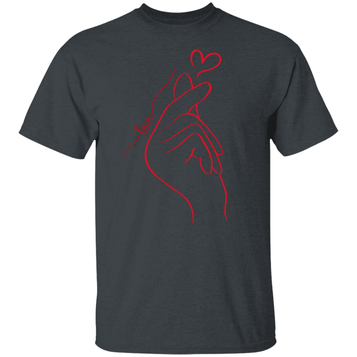 Camiseta con corazón y dedo enamorado