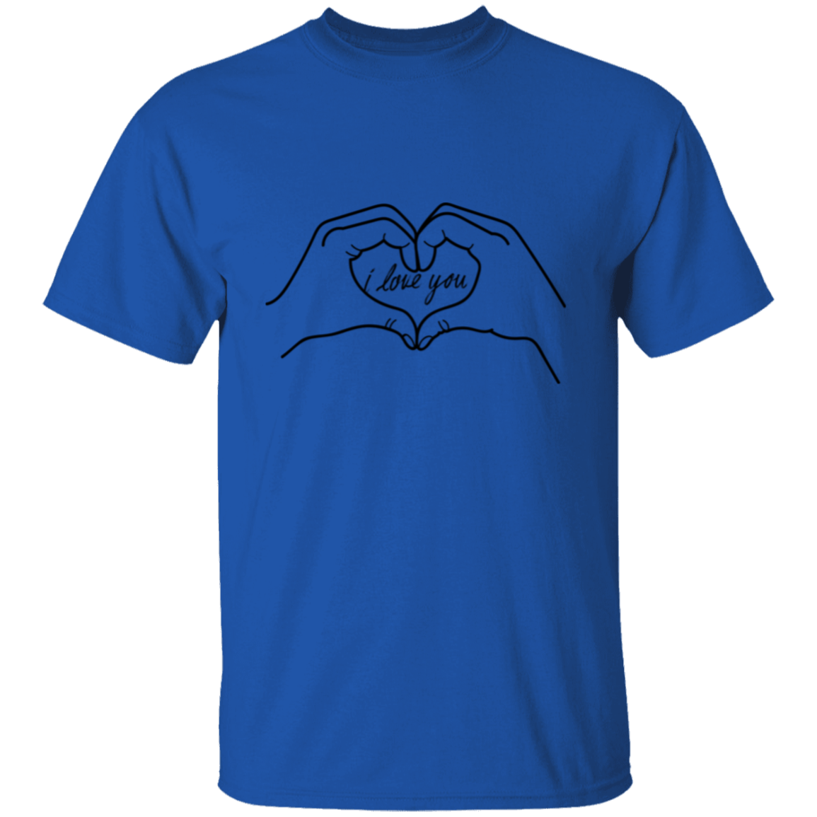 Camiseta con manos en forma de corazón que te amo