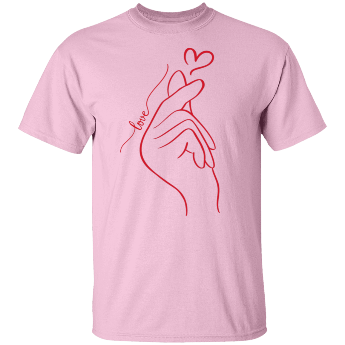 Camiseta con corazón y dedo enamorado