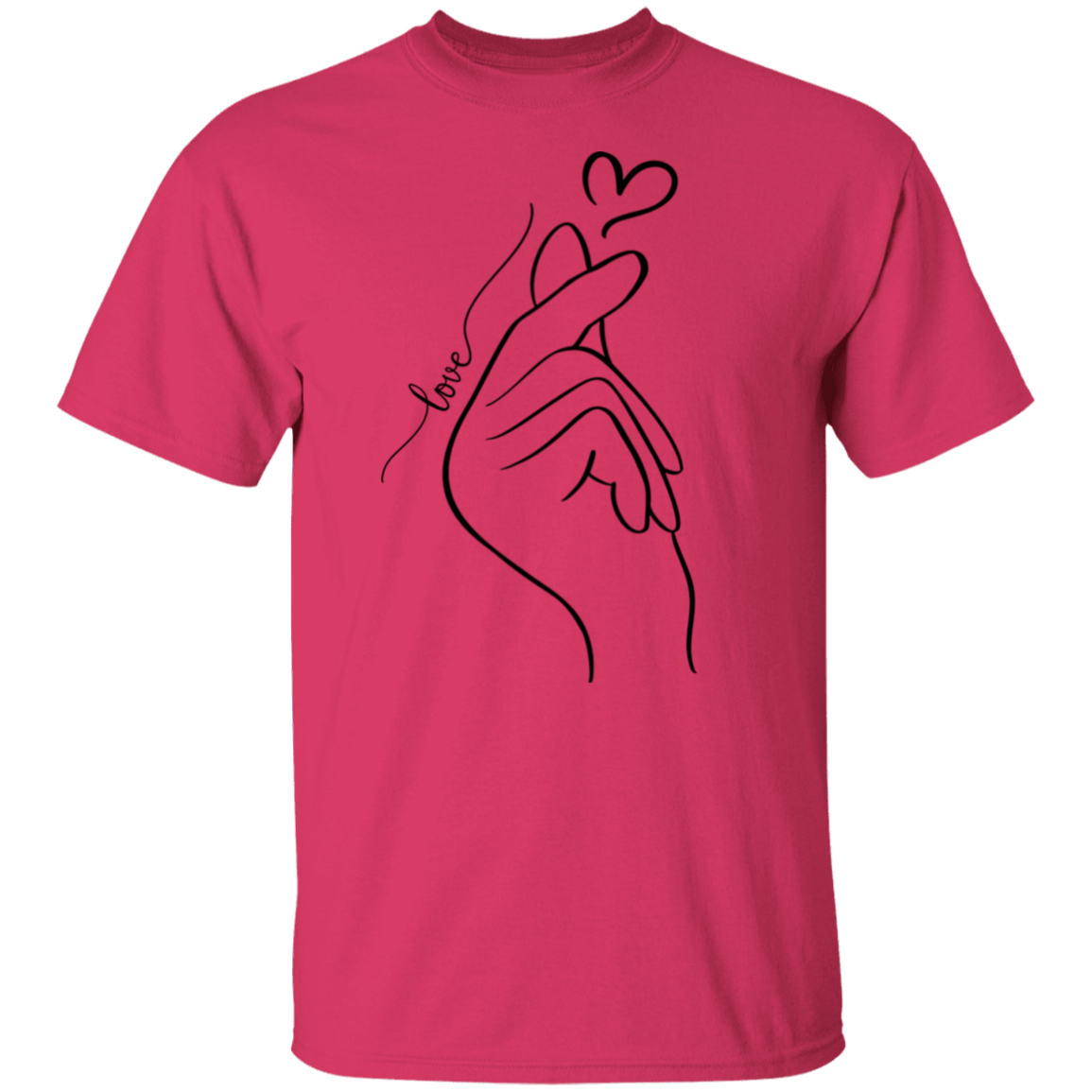 Camiseta con corazón y dedo enamorado