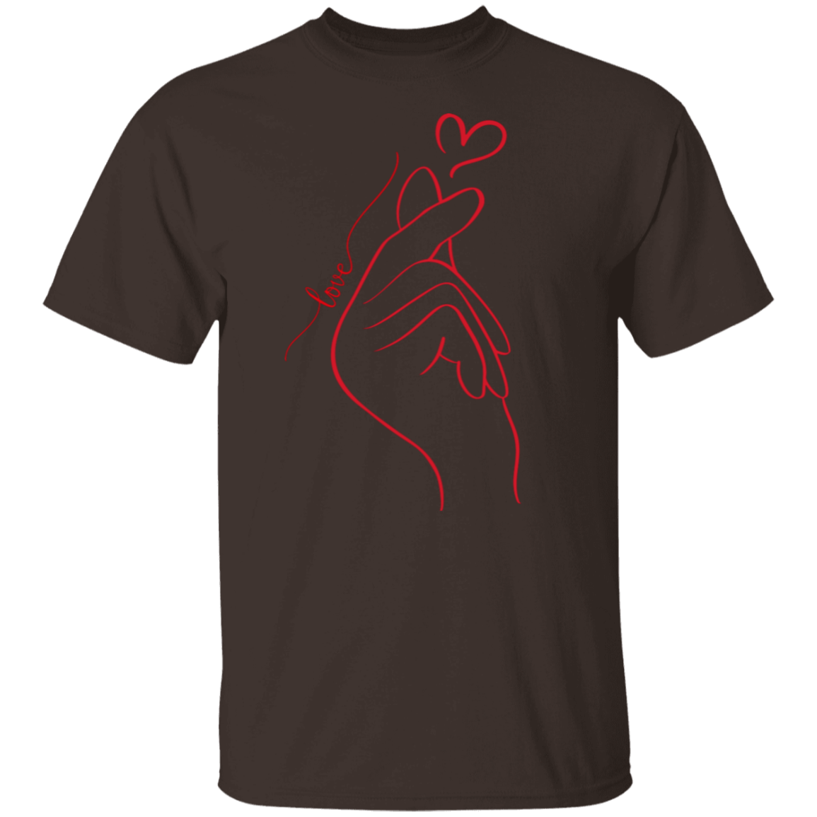 Camiseta con corazón y dedo enamorado
