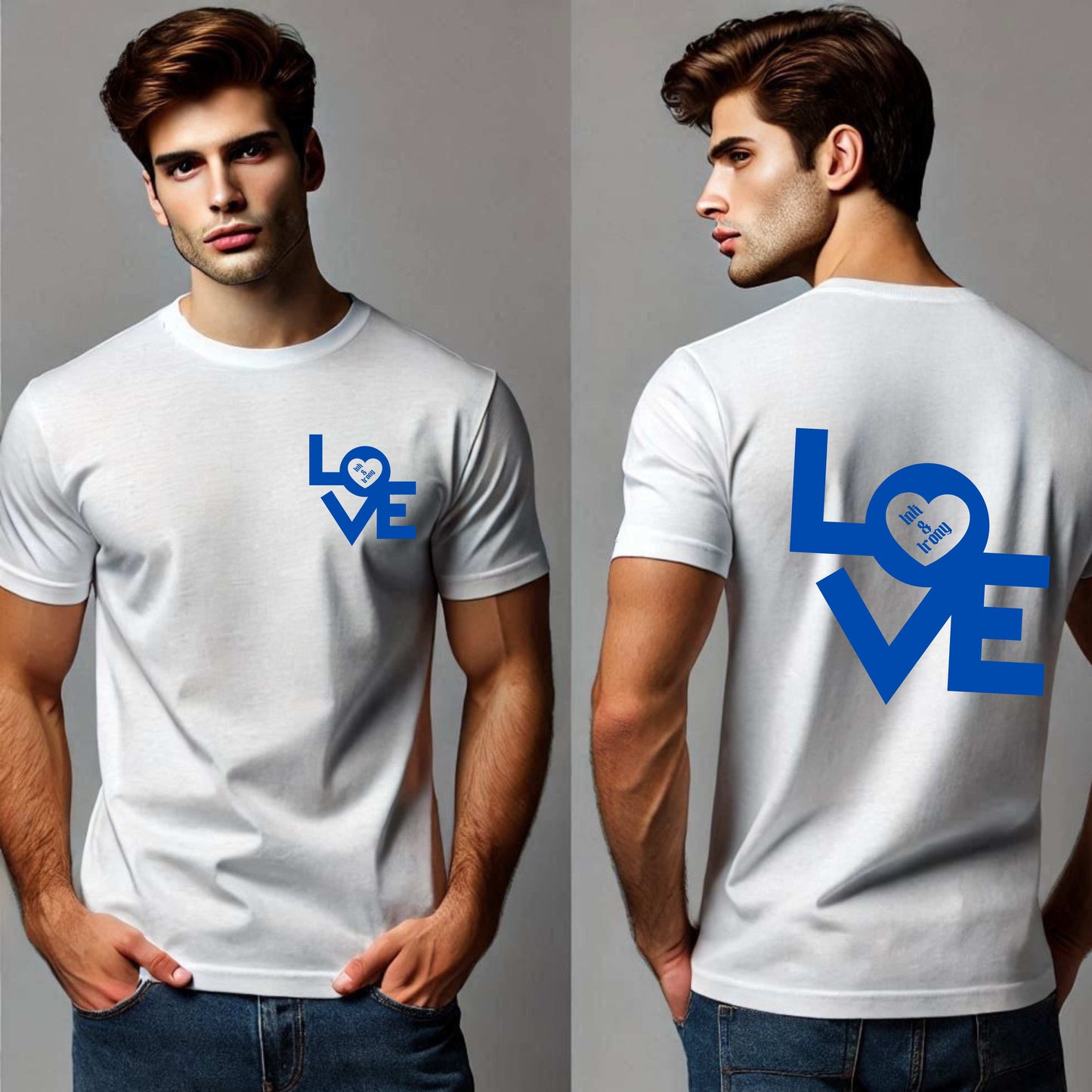 Love in Blue on Front and Back T-Shirt