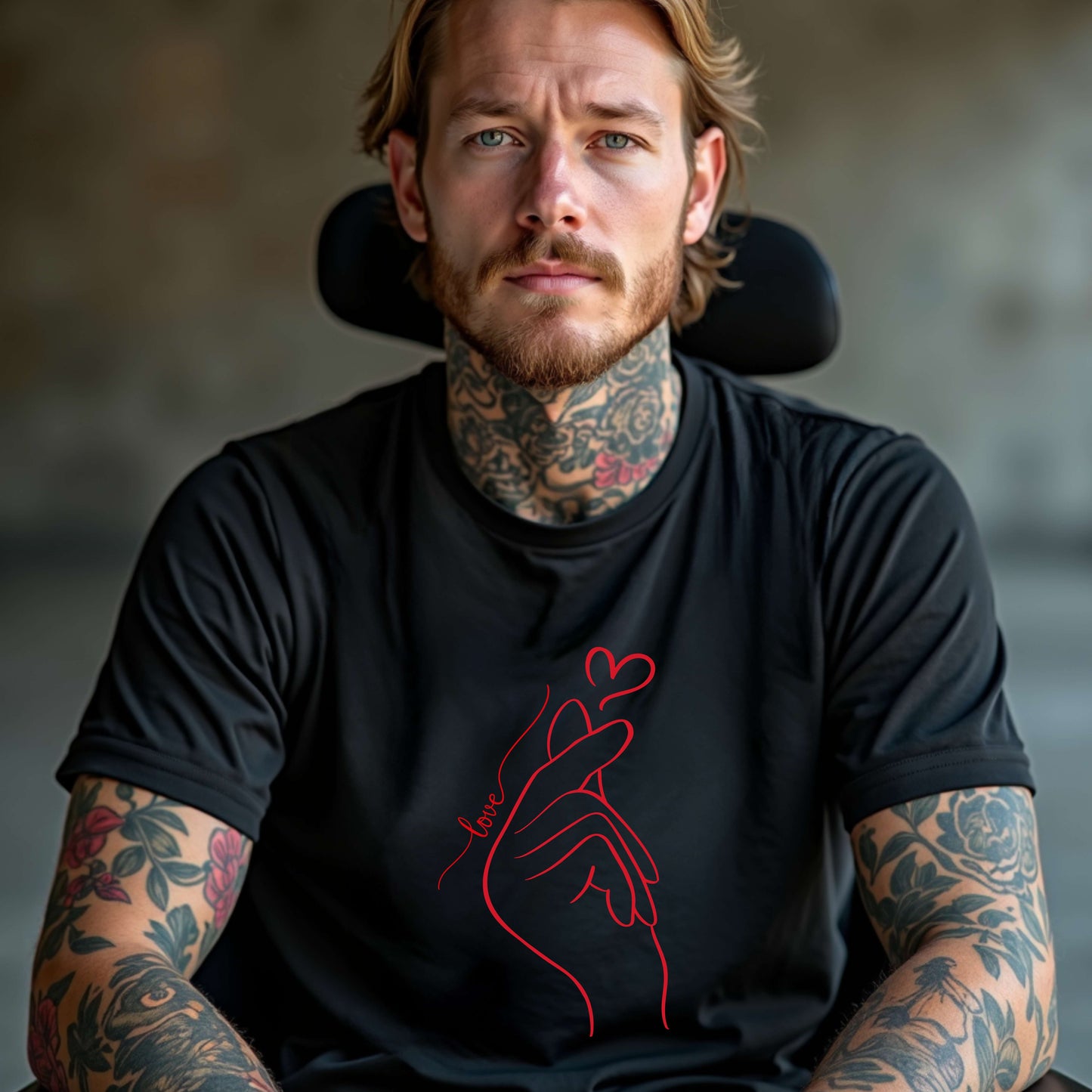 Camiseta con corazón y dedo enamorado