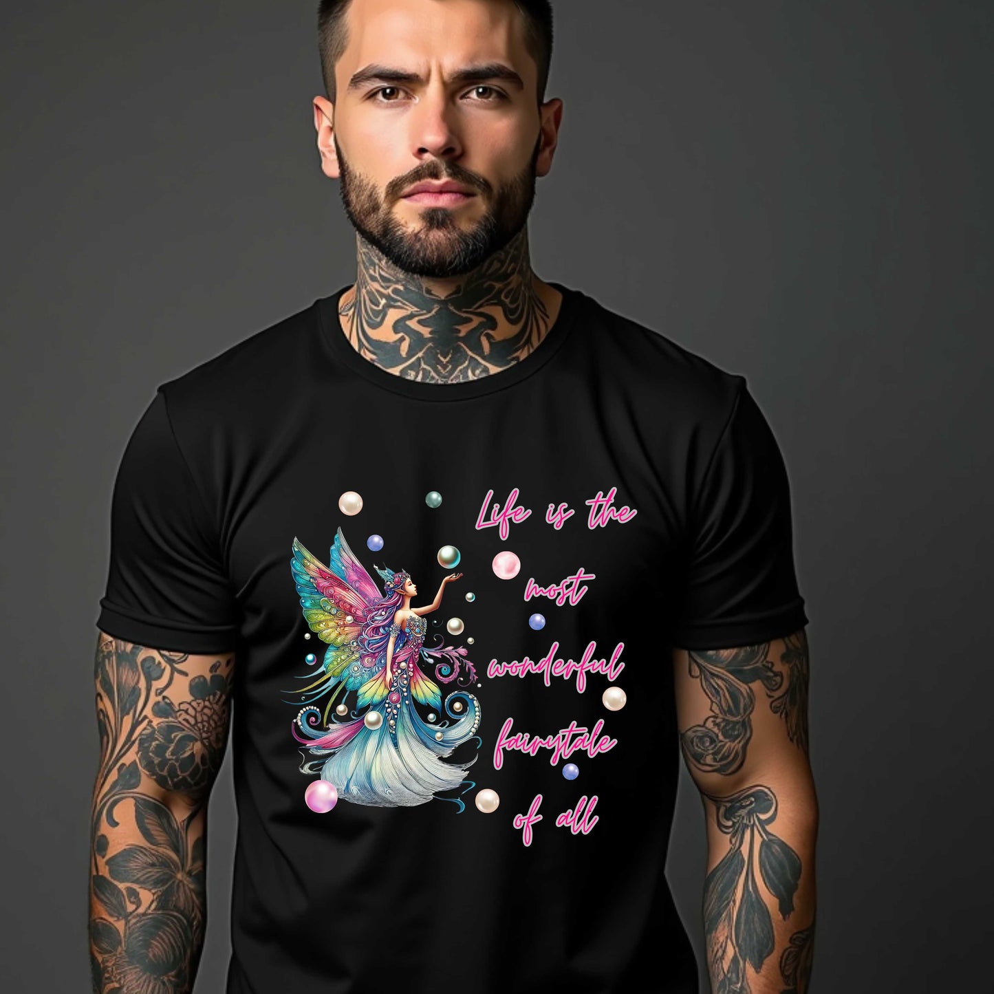La vida es el cuento de hadas más maravilloso de todos Camiseta de hada arcoíris con perlas