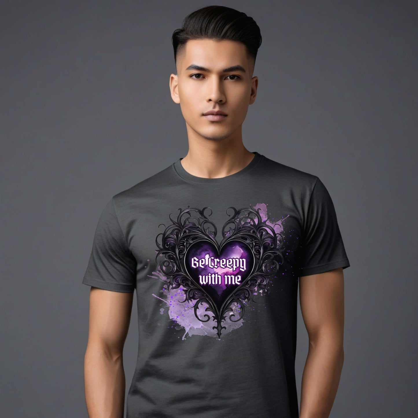 Camiseta Be Creepy with Me (Corazón estilo gótico)