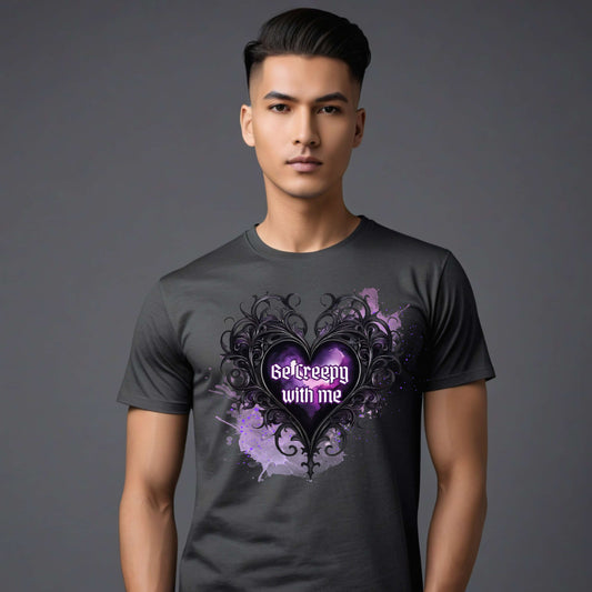 Camiseta Be Creepy with Me (Corazón estilo gótico)