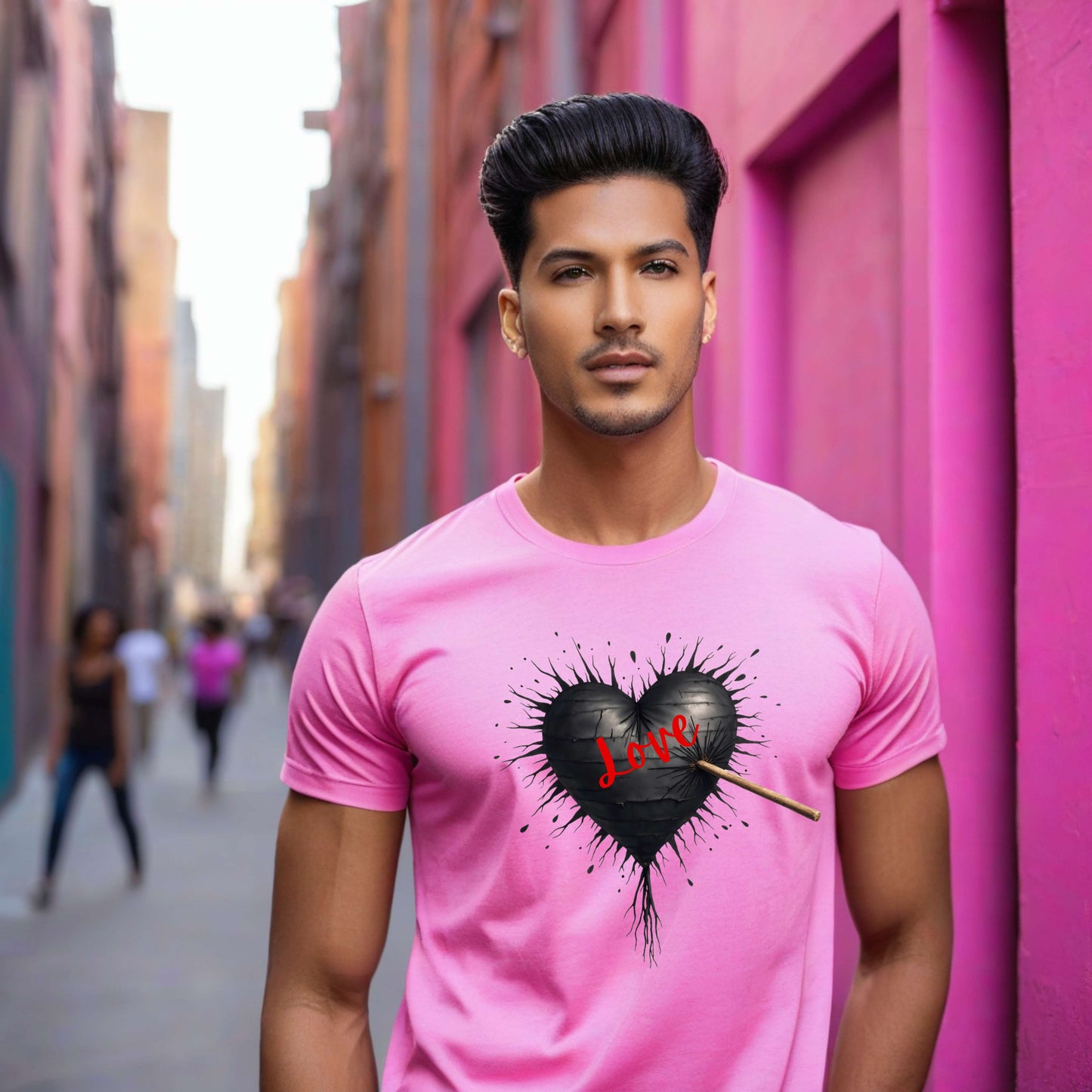 Camiseta con piñata en forma de corazón con el amor